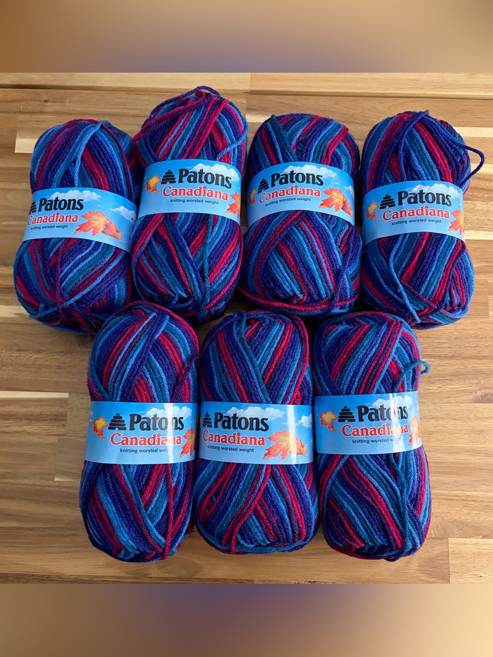 Patons Canadiana yarn Bundle Of 7 Skeins, Knit Crochet